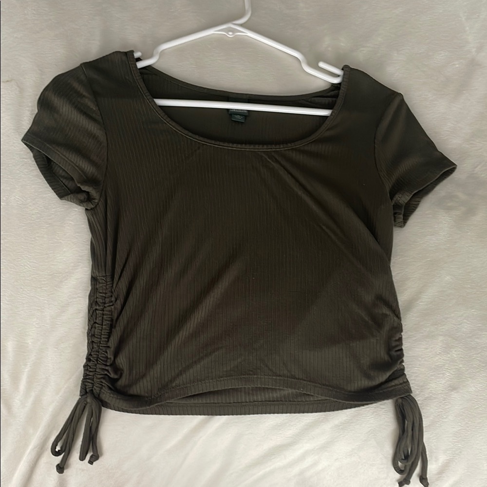 Olive Green Ruched Side Women’s Top
